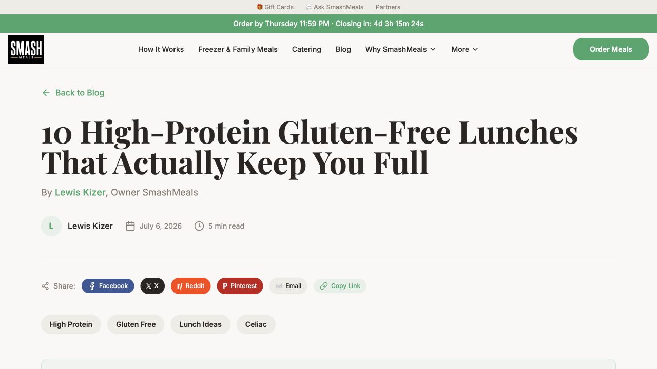Full Smash Meals High-Protein Gluten-Free Lunches website page